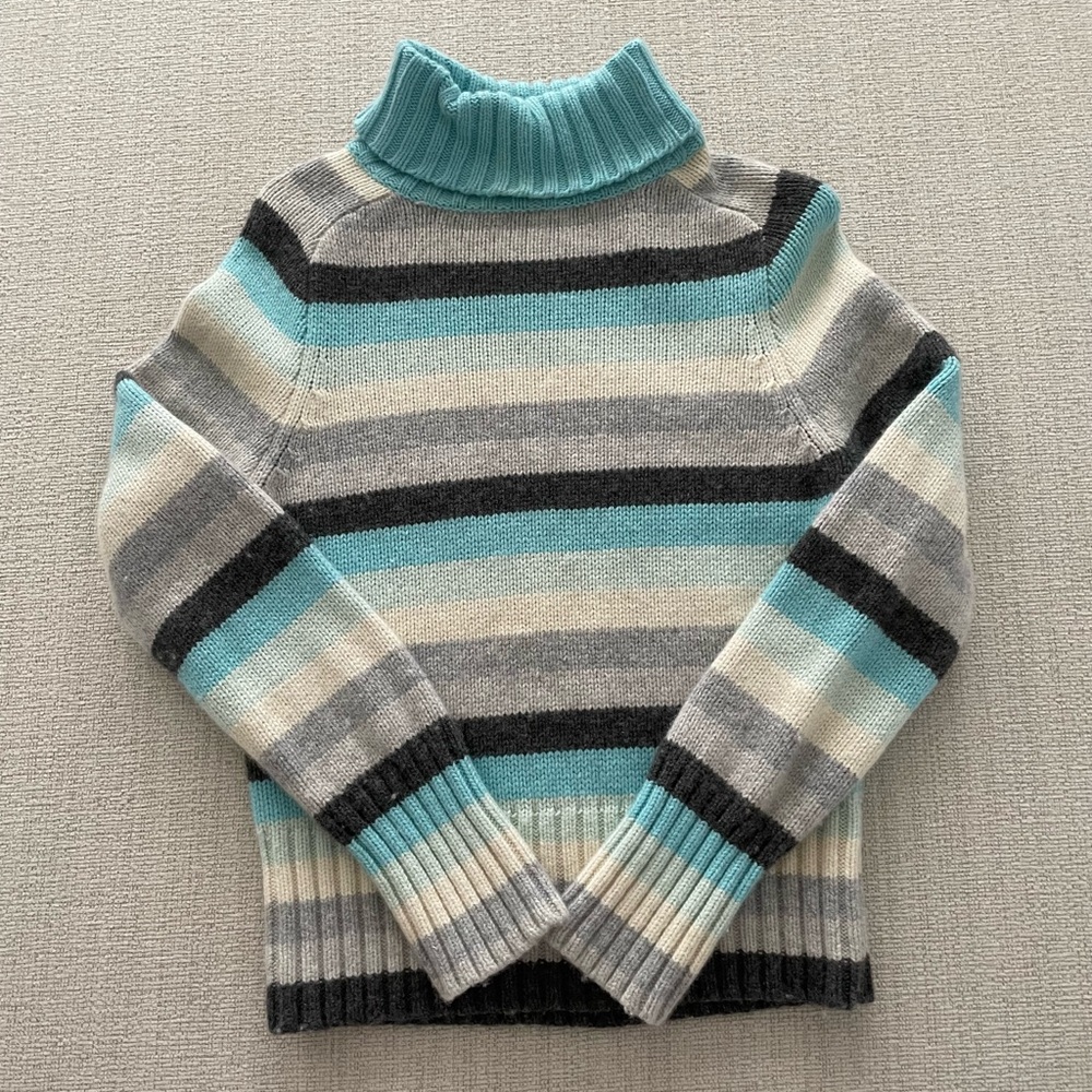 vintage gap blue stripe knit turtleneck sweater